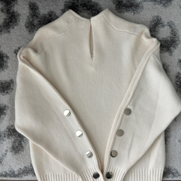 ba&sh Astana Button Sleeve Waffle Weave Cotton Wool Sweater - Picture 6 of 11